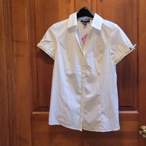 Style & Co. White Short Sleeve Blouse